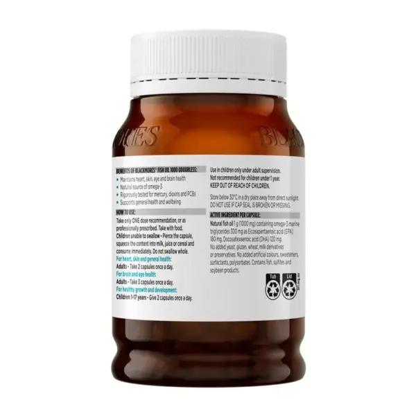 Blackmores 深海魚油軟膠囊無腥味1000mg 200粒:圖片 3