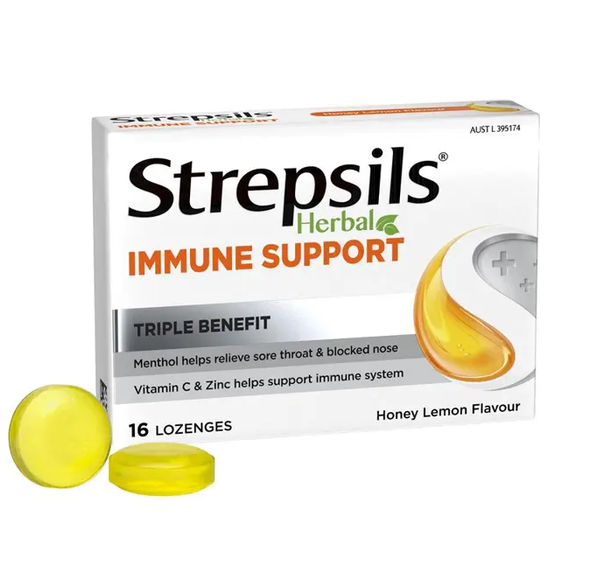 Strepsils 草本免疫力潤喉糖 蜂蜜檸檬口味 16 粒